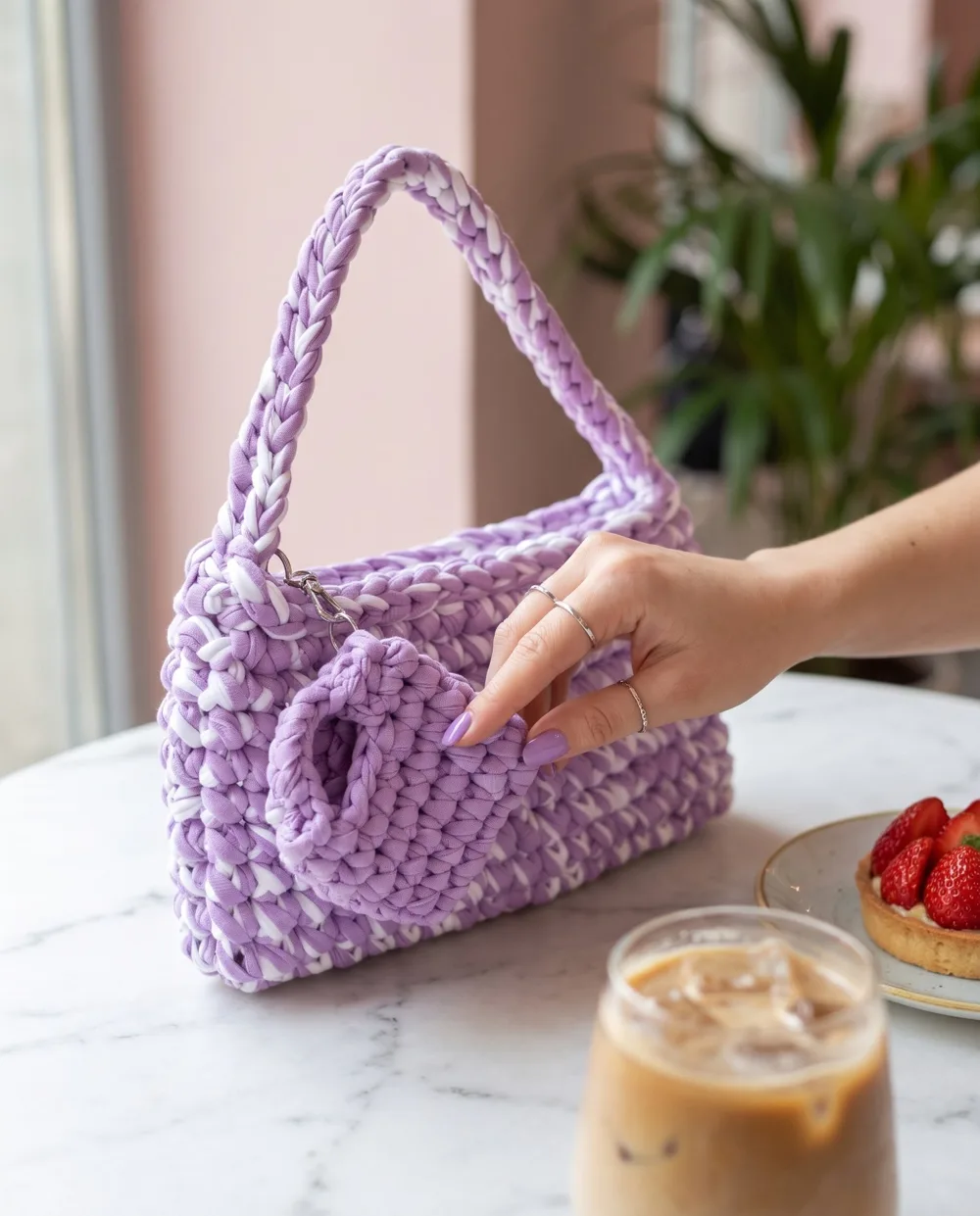 Bolsa Beverly, lilás e branco