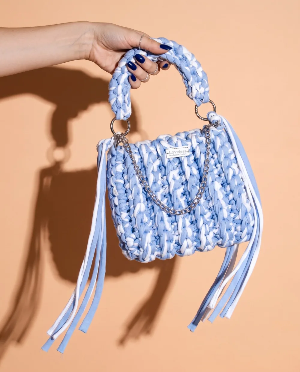 Bolsa Claire, azul e branco